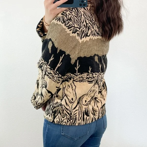 Vintage tan and black horses jacket - Picture 3 of 7